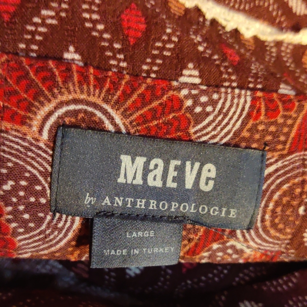 Anthropologie Maeve Patterned Long Sleeve Dress Size Large - Picture 4 of 9